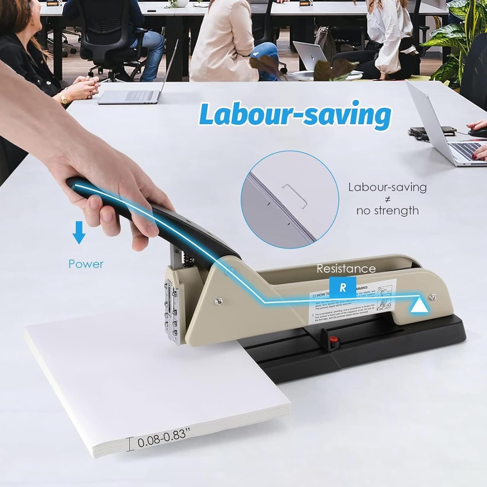 Cucitrice a braccio lungo, capacità 210 fogli, gola profonda 25 cm, guida per carta regolabile, ideale per compiti, progetti artigianali, piani di lezione e rapporti