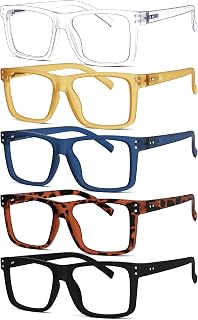 Eyekepper 5-Pack Oversized Square Reading Glasses +1.50 Large Frame Readers for Men & Women - Scratch-Resistant Lenses