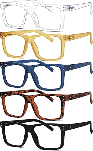 Eyekepper Paquete de 5 lentes de lectura de gran tamaño con marco cuadrado grande para hombres y mujeres +3.50