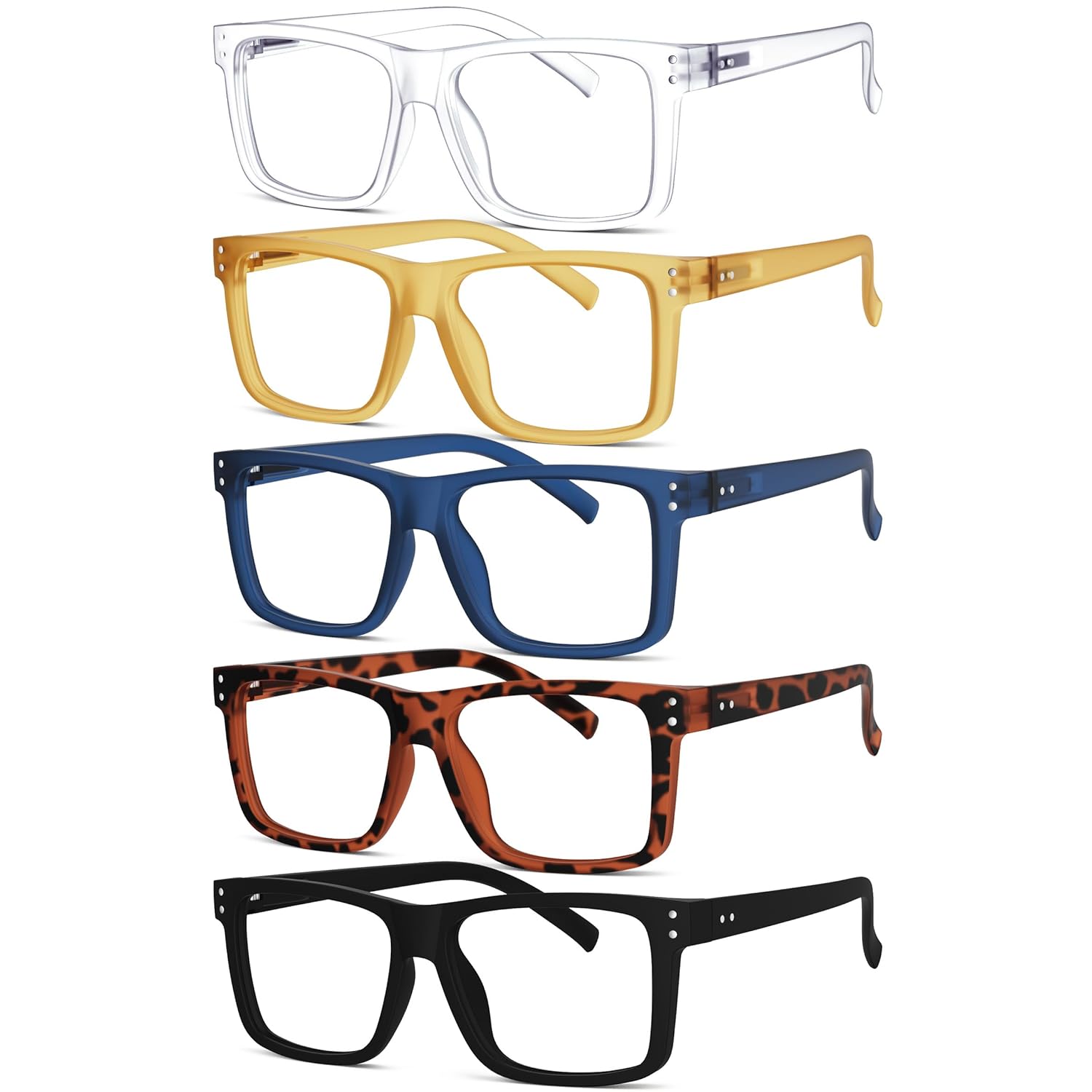 Eyekepper 5-pack Oversized Reading Glasses Square Large Frame Readers for Men and Women 1 50