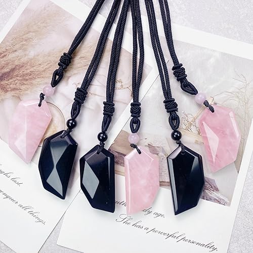 Miniatura 4 de EDEN'S CALL Natural Crystal Stone Wolf Tooth Necklace for Women and Men Adjustable Faceted Quartz Stone Pendant Necklace for Reiki Balancing