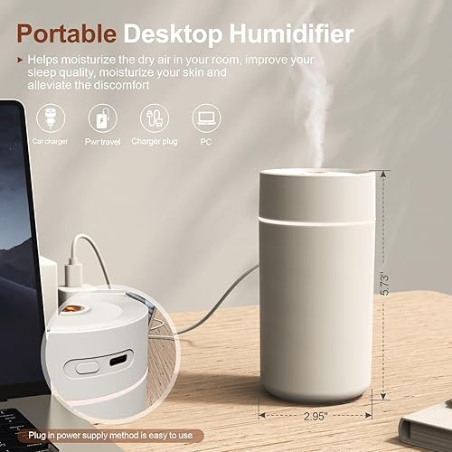 Miniatura 2 de Humidificador de proyección de estrella para automóvil con tanque de 12.2 fl oz, difusor portátil de niebla fría alimentado por USB, humidificador