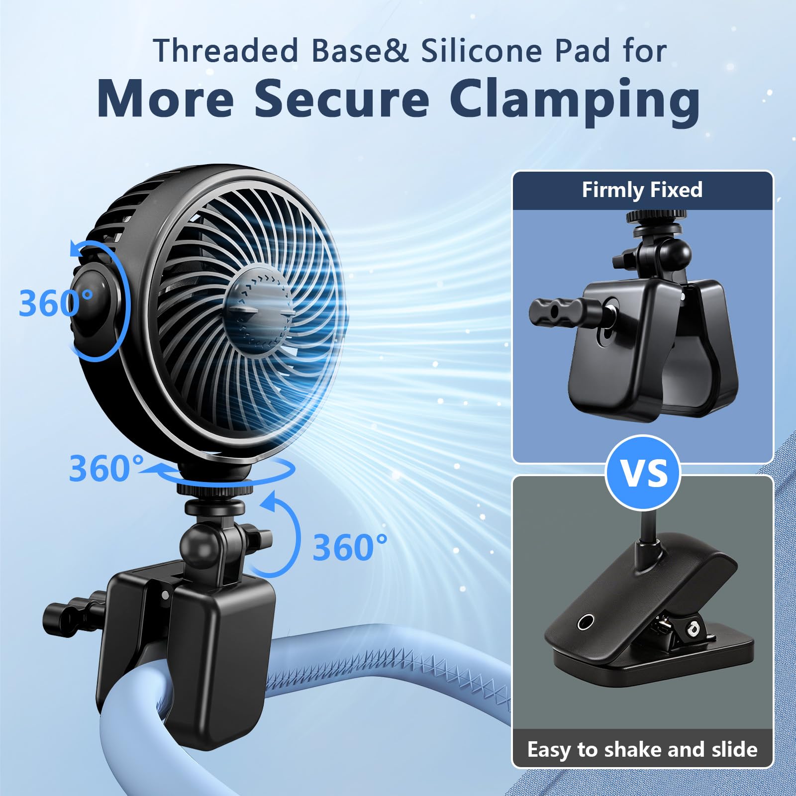Rechargeable Peloton Bike Fan with Cotton Pads for Fragrance Drops, Clip Portable Battery Operated Fan for Treadmill Stationary Bike Exercise Stroller-Peloton Accessories-Black - 5
