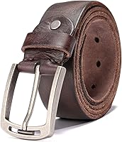 KEECOW Men's Full-Grain Italian Cow Leather Belt with Anti-Scratch Buckle - 1.5" Wide, Adjustable 26-46", Gift Boxed