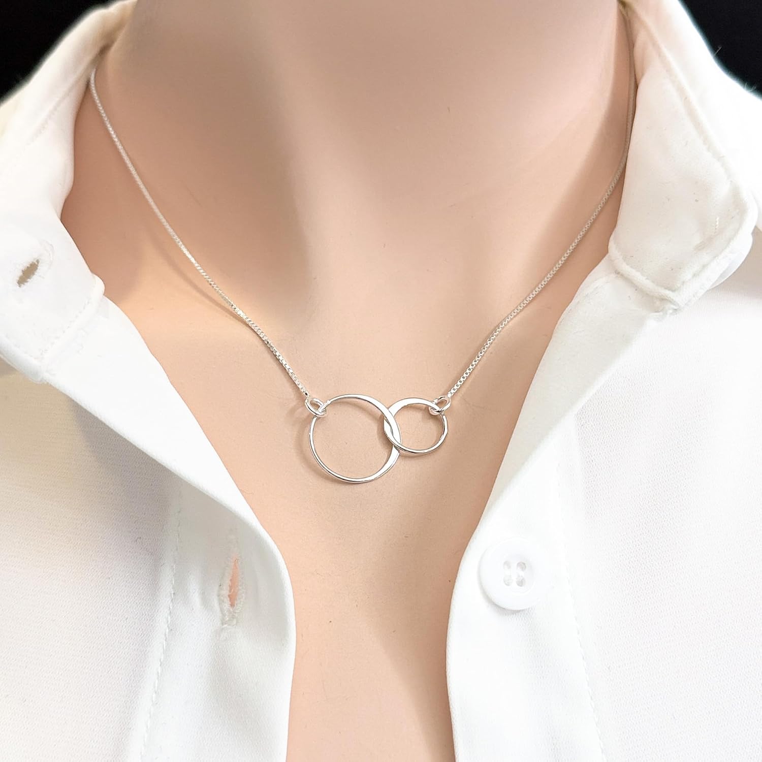 Sisters for Eternity Necklace, Sterling Silver Two Interlocking Circles Sisters Forever Necklace, Sister Birthday Gift Jewelry, Sister Circle Jewelry