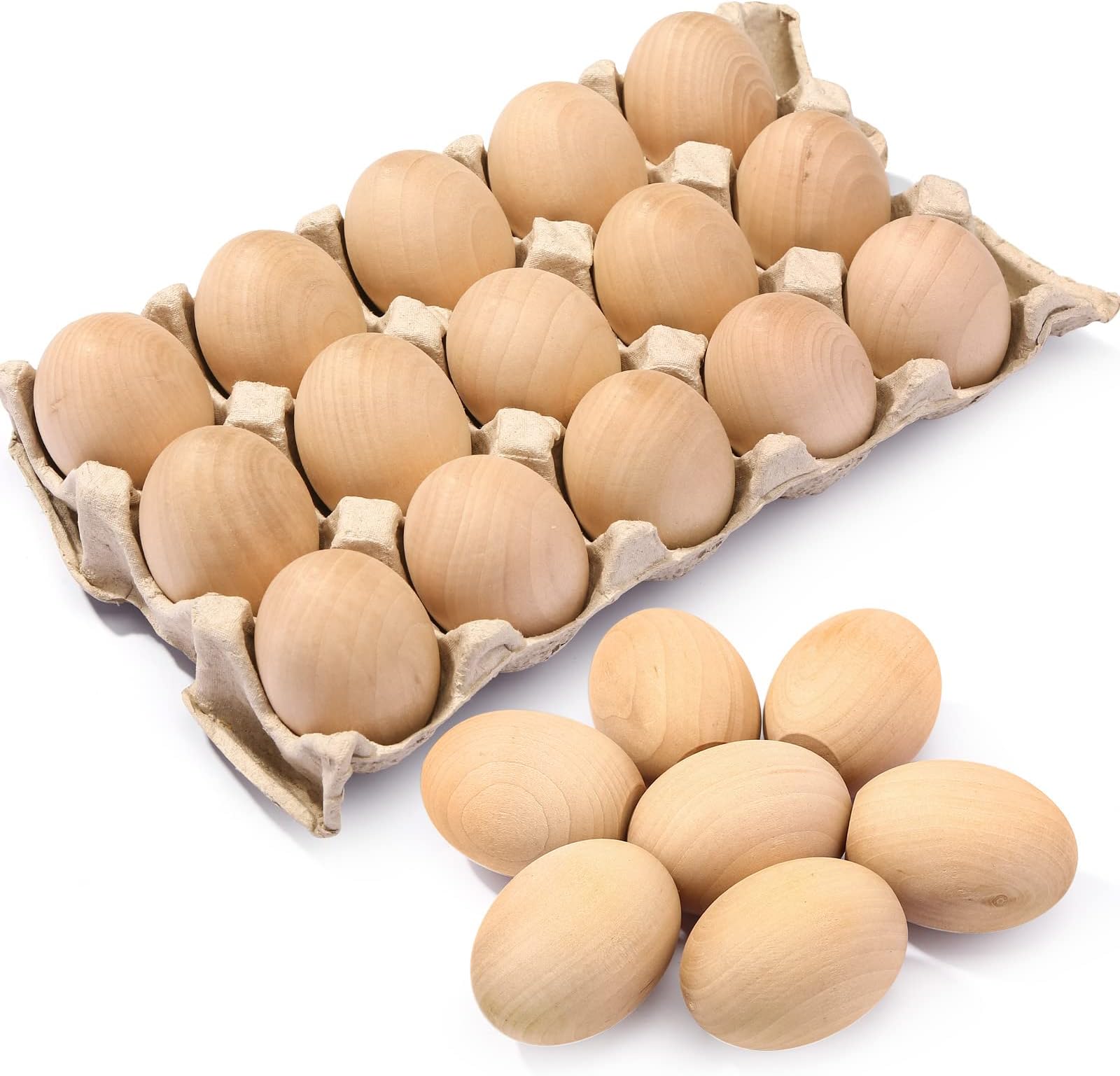 HERZWILD 14Pcs Wooden Easter Eggs Unfinished Easter Fake