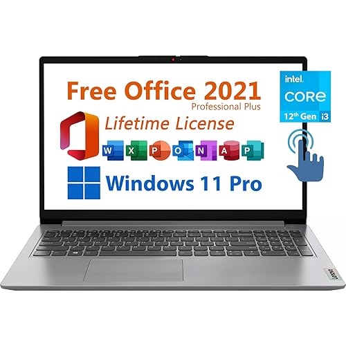 Lenovo 15.6" Business Laptop, Free Microsoft Office 2021 with Lifetime License, FHD Touchscreen Display, Intel 6-Core i3-1215U Upto 4.4 GHz, 16GB RAM, 512GB SSD, WiFi 6, 7 Hrs Battery, Windows 11 Pro