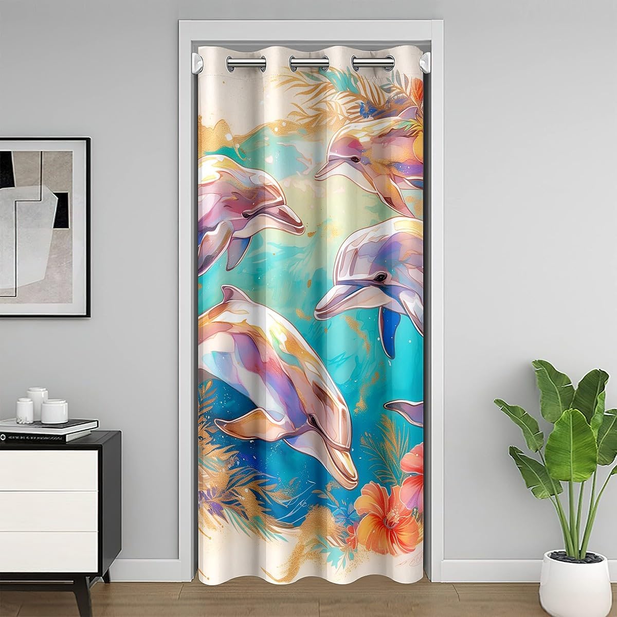 Feelyou Nautical Anchor Doorway Curtain Privacy Vintage Wooden Plank Dark Blue Door Cover Curtain Ocean Adventure Blackout Insulated Thermal Curtain Navy Blue Anchor Window Treatments 1 Panel, 34"x80"