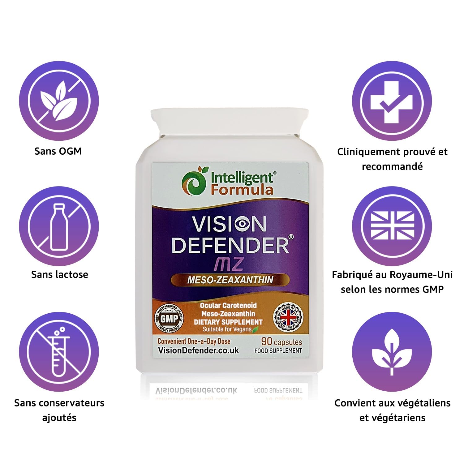 Supplément méso-zéaxanthine pour les yeux: VISION DEFENDER MZ - Protéger et améliorer la santé oculaire, méso-zéaxanthine antioxydant caroténoïde de haute résistance pour les yeux (90 gélules)