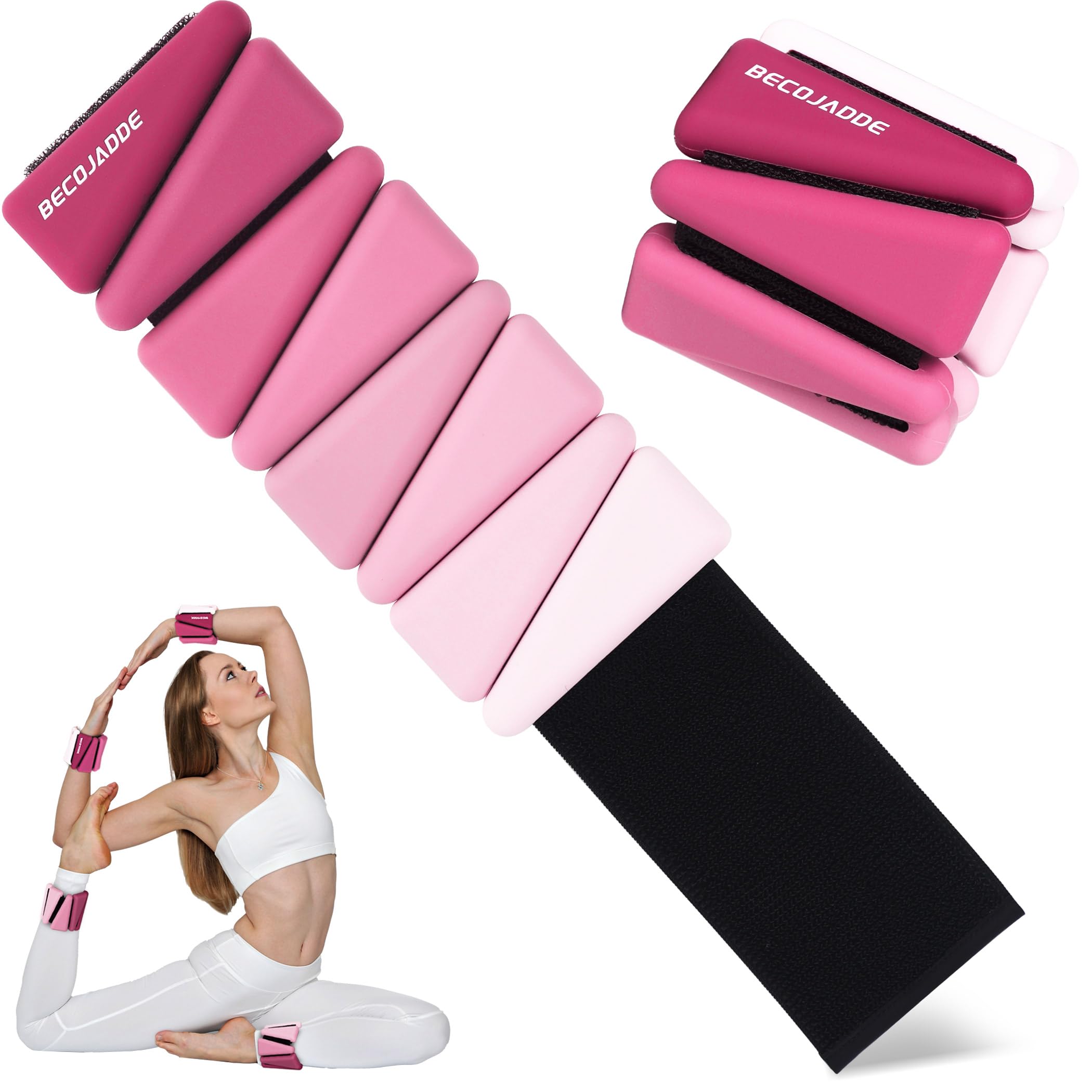 BECOJADDE Wrist Weights for Women At Home Ankle Weights Set of 2 (1 lb/2 lbs Each) Adjustable Weighted Wristbands Arm Leg Weights for Women Men Suitable for Walking Swimming Running Pilates Yoga Gym