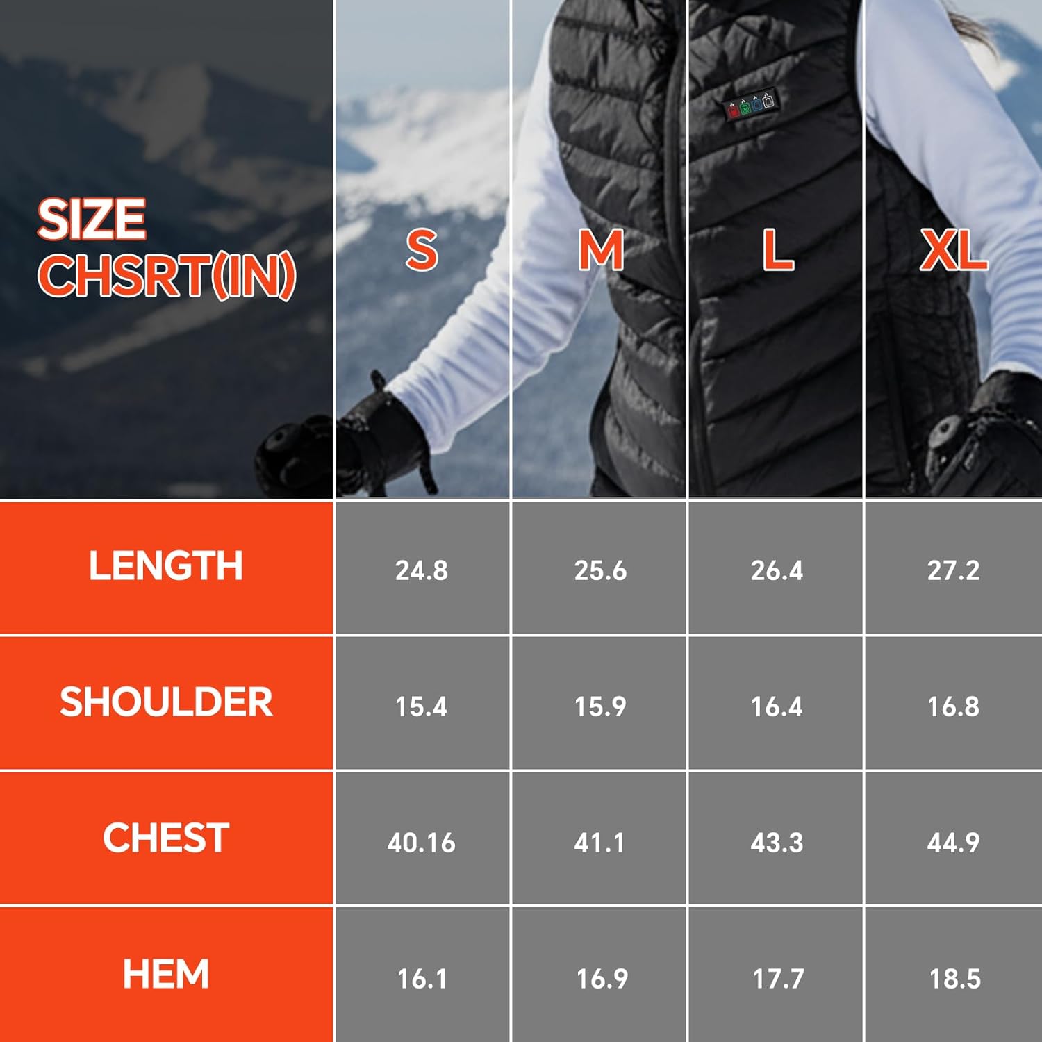 Heated Vest for Women with 7.4V 30000mAh Battery Pack, 26 Heated Zones, 3s Quick Sleeveless Jacket-Black - Image 6