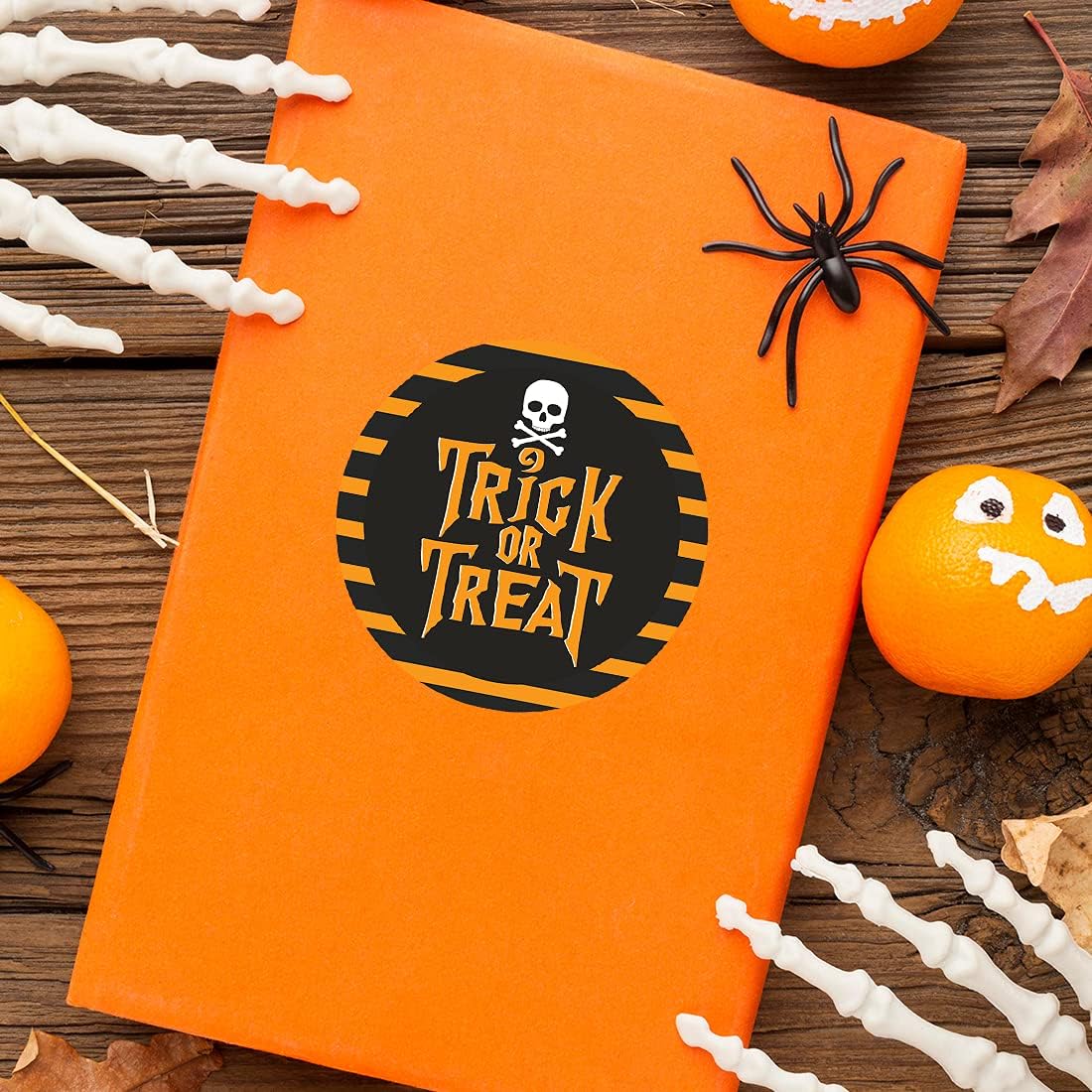 Andaz Press Happy Halloween Stickers 2 Inch Round 40 Bulk Pack Trick or Treat Skull Labels for Kids Treat Bags Goodie Bags Toddler Treats Halloween Party Favors Halloween Bottle Labels Envelopes