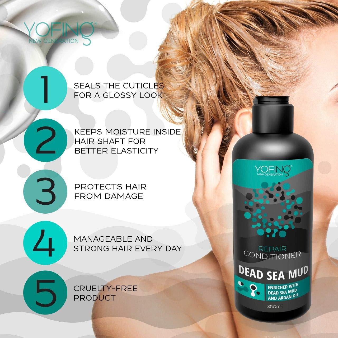 Repair Сonditioner 350 ml/11.8 Oz. For Damaged & Strengthening Hair Enriched With Dead Sea Mud Argan Oil Keratin - Image 2