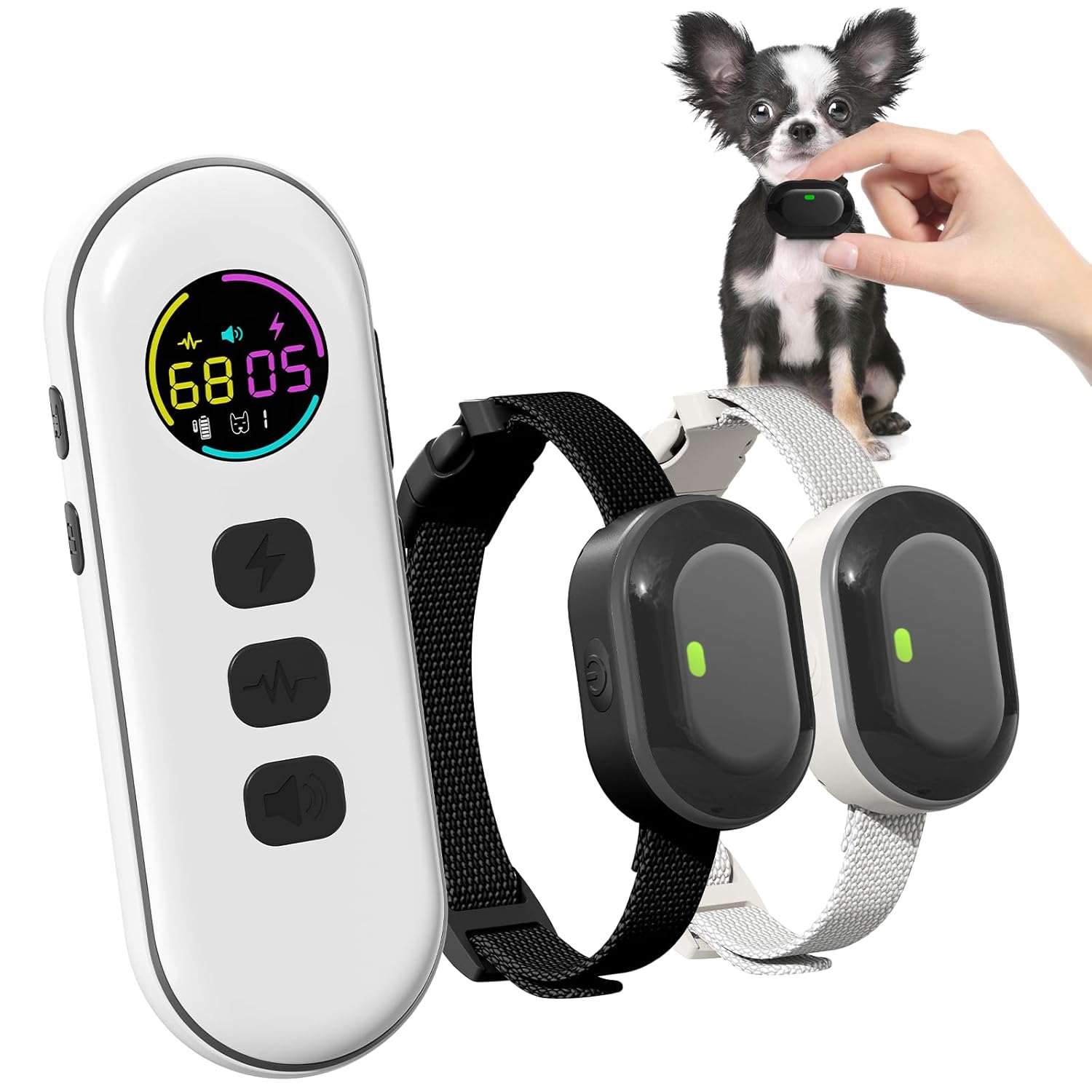 Ultra-Small Dog Shock Collar for 2 Dogs Ultra-Light Thin Dog Training Collar with 1300ft Remote Tailored for Small