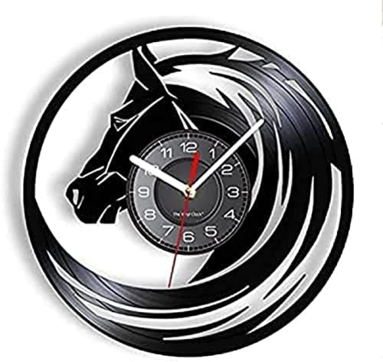 Cadeau décoratif horloge tête de cheval vinyle pour anniversaire et fête
