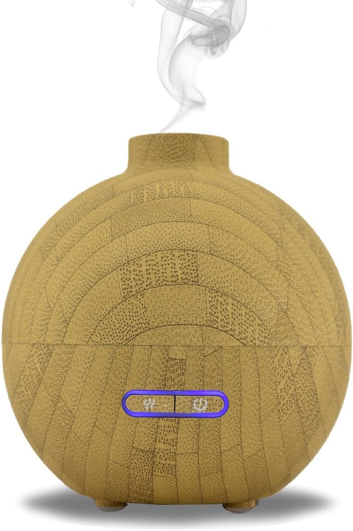 Simply Diffusers Wood Effect Ultrasonic Cool Mist Aromatherapy Diffuser for Essential Oils and Room Humidifier | Bamboo Look | 200ML Water Capacity | Auto Shut Off | Timer | for Large Rooms