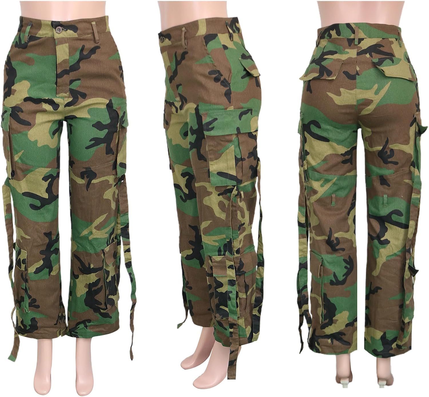 Seltaon Camo Cargo Pants for Women High Waisted Baggy Camouflage Army Fatigue Multi Pocket Sweatpants Y2K Trousers - Image 6