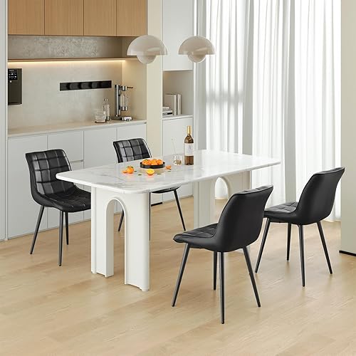 Miniatura 4 de HOOBRO Juego de 4 sillas de comedor, sillas de comedor tapizadas, modernas sillas de cocina de piel sintética para sala de estar, comedor, cocina,
