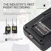 Vista 2 de LENSGO LWM-328C - Sistema de micrófono inalámbrico Lavalier de 99 canales, UHF, micrófono de solapa inalámbrico profesional omnidireccional