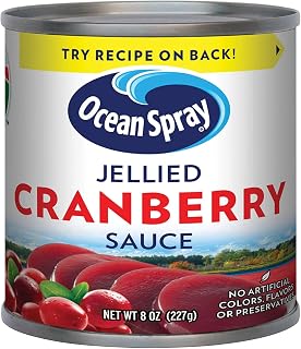 Ocean Spray Jellied Cranberry Sauce 8 oz Cans, Pack of 6 - Classic Bulk Holiday Side