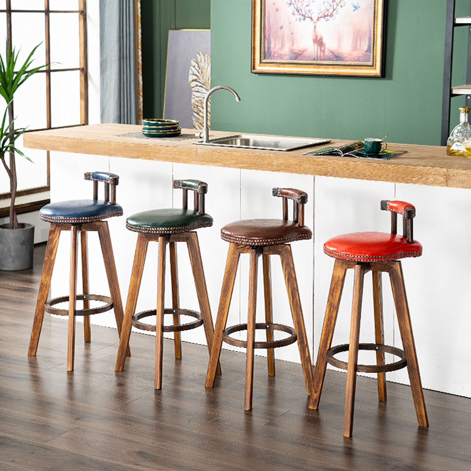 Amazon｜Barstool Counter Bar Chair, Swivel Vintage Barstool With