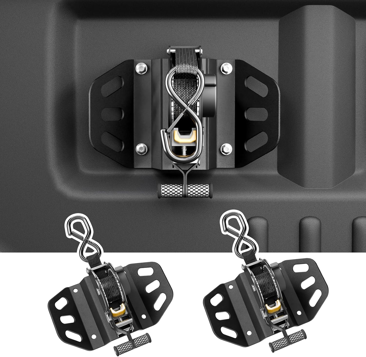 Retractable Ratchet Straps Compatible with 2015-2025 2026 Ford F150 Retracting Straps 2PCS Auto Retract Securing Strap Tie Down System for 2025 F150 Accessories