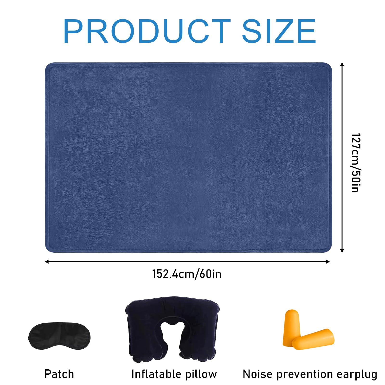 BAIFULAI Manta de viaje para avión, almohada 2 en 1, manta de avión, ultraligera, cálida, con antifaz para dormir y tapones para los oídos, cojín transformador, gadgets de viaje para vacaciones,