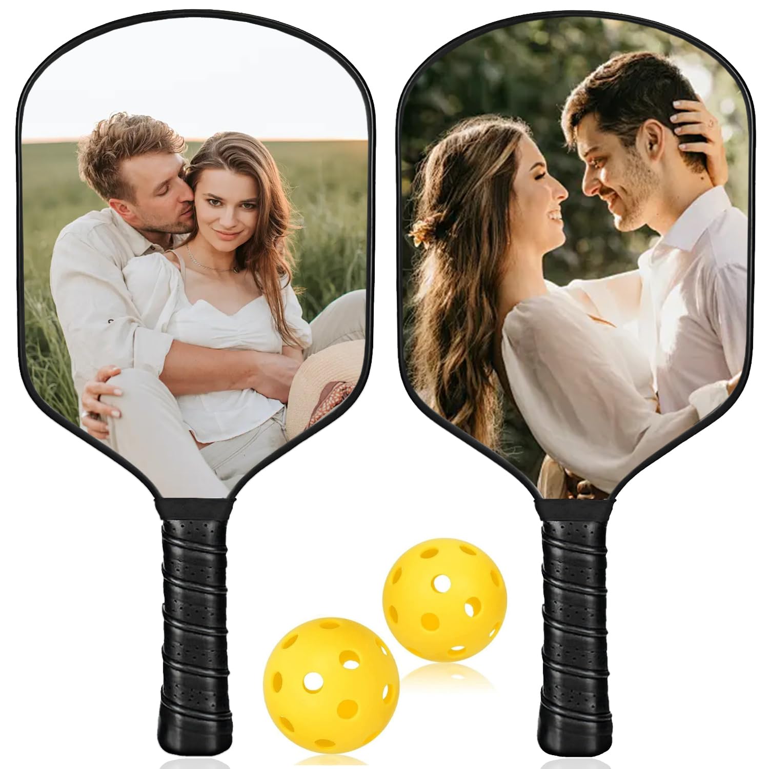 Custom Pickleball Paddles with Photo Text Logo,Fiber Personalized Pickleball Paddles with Comfort Grip?Customizable Grips?Personalized Gifts for Beginners(One Paddle Only)