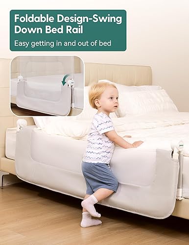 Miniatura 2 de BABELIO Riel de cama para niños pequeños, rieles de cama con balanceo de 150 cm de ancho y altura ajustable para niñospersonas mayoresadultos, riel