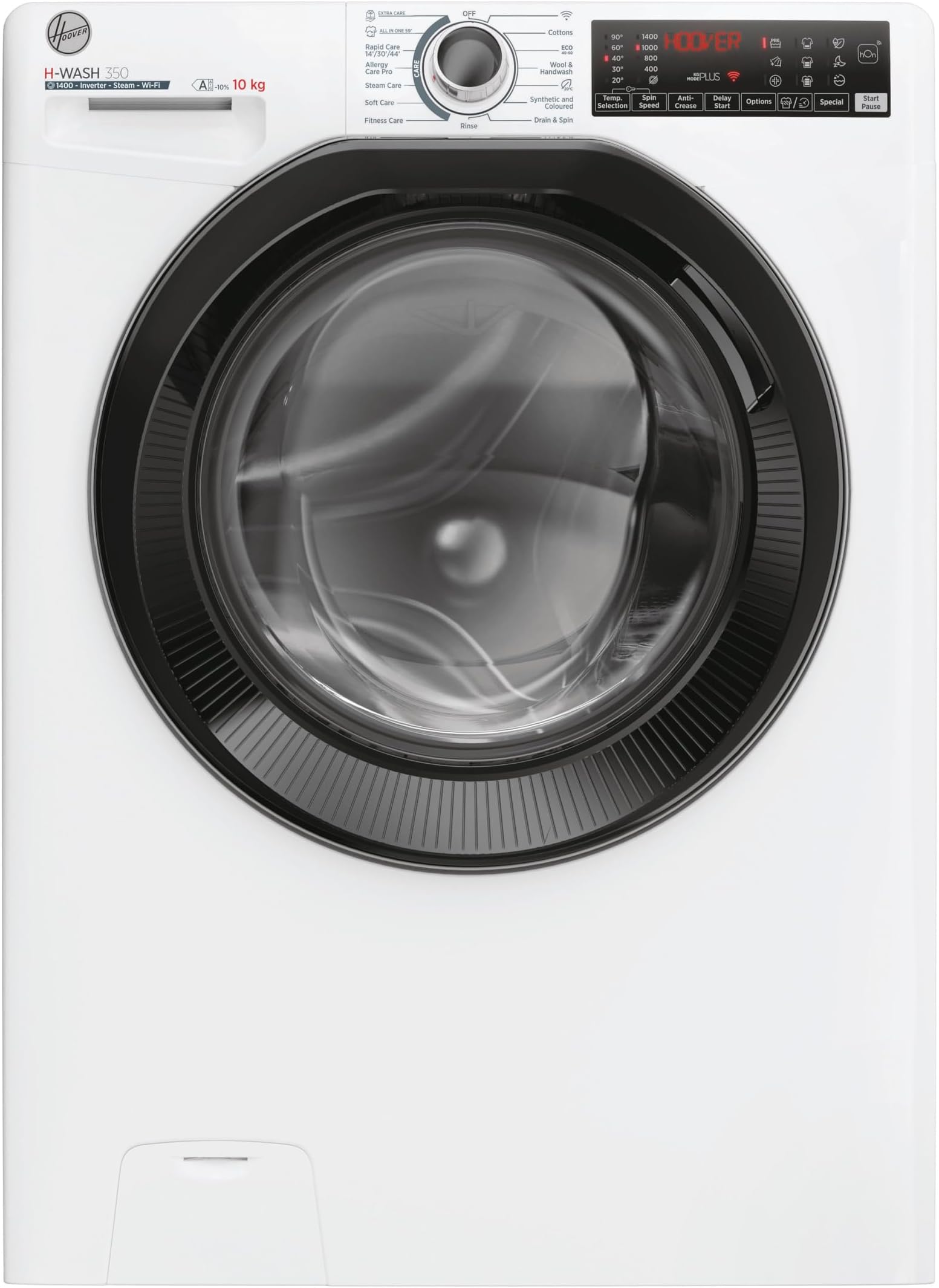 Hoover H-WASH 350 10kg Freestanding Washing Machine, 1400 RPM, A Rated, ECO-Power Inverter Motor, hOn App, 60 Programmes, Eco Doser, Power Care System, White, 60x58x85 cm - H3WPS4106TMB6-80