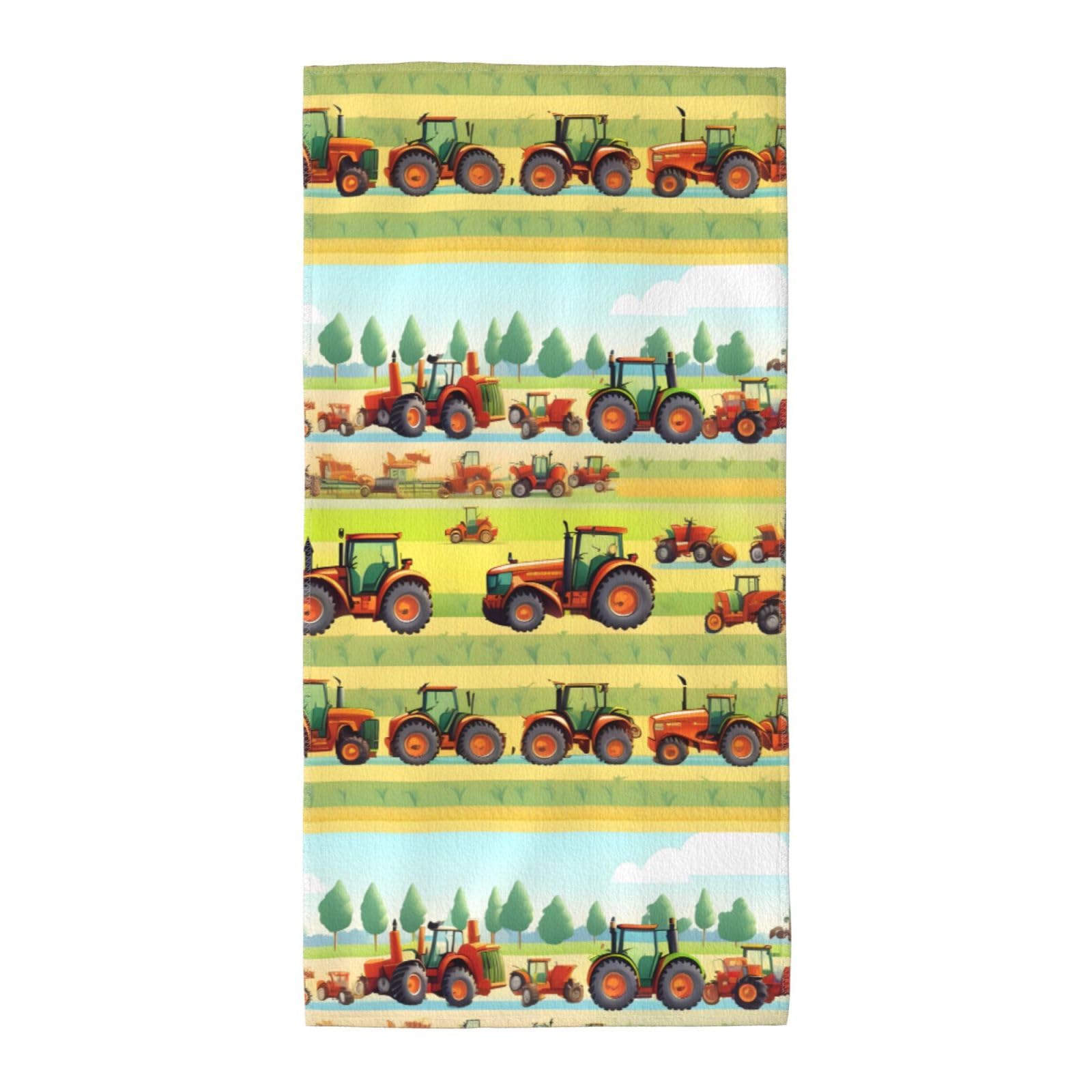 Cbaaghh Tractor Farming Print Towel, Towels Thick Face Towels Fast Drying Washcloth For Bath, Spa, Gym