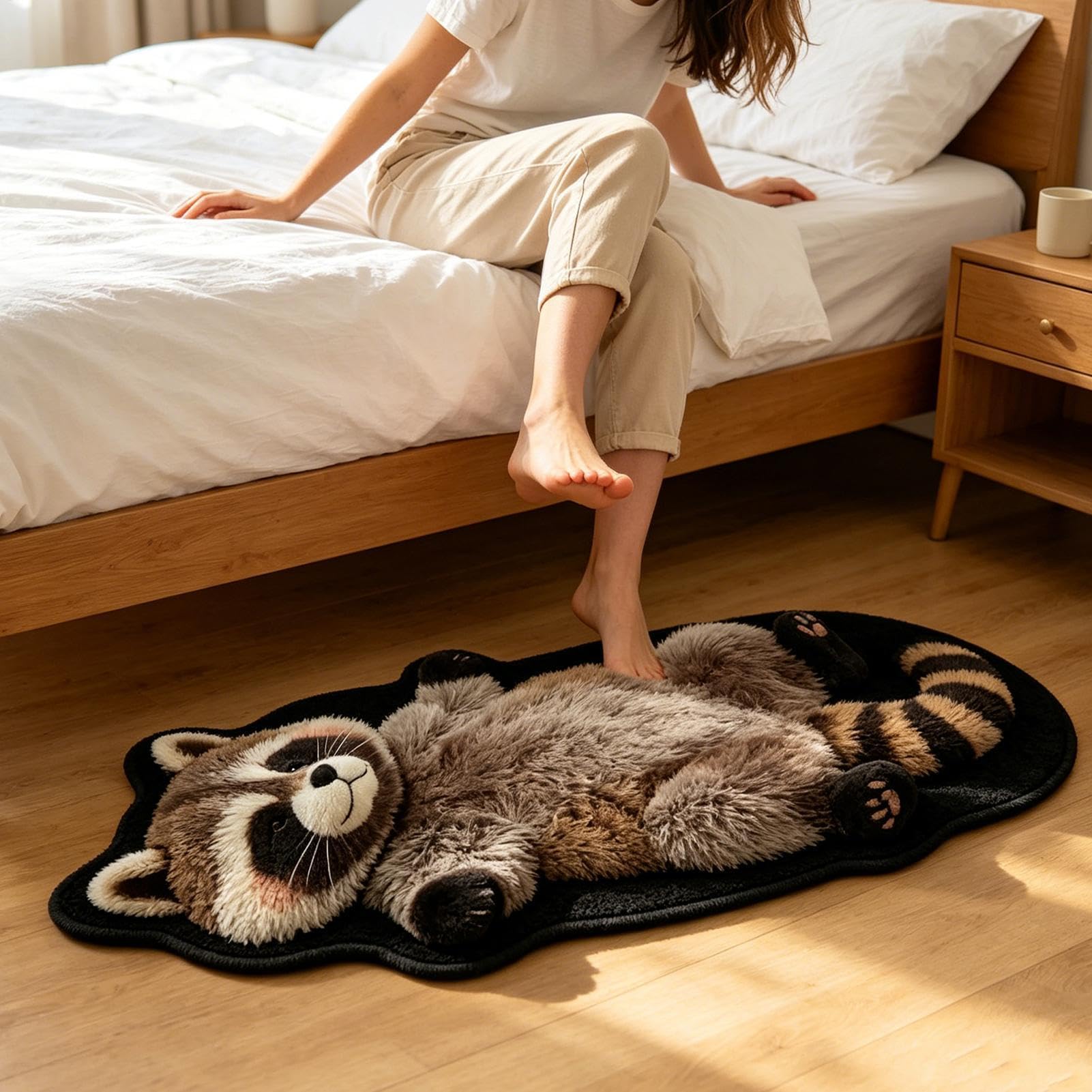 Tapis d'animaux pour le salon, motif raton laveur, tapis de décoration