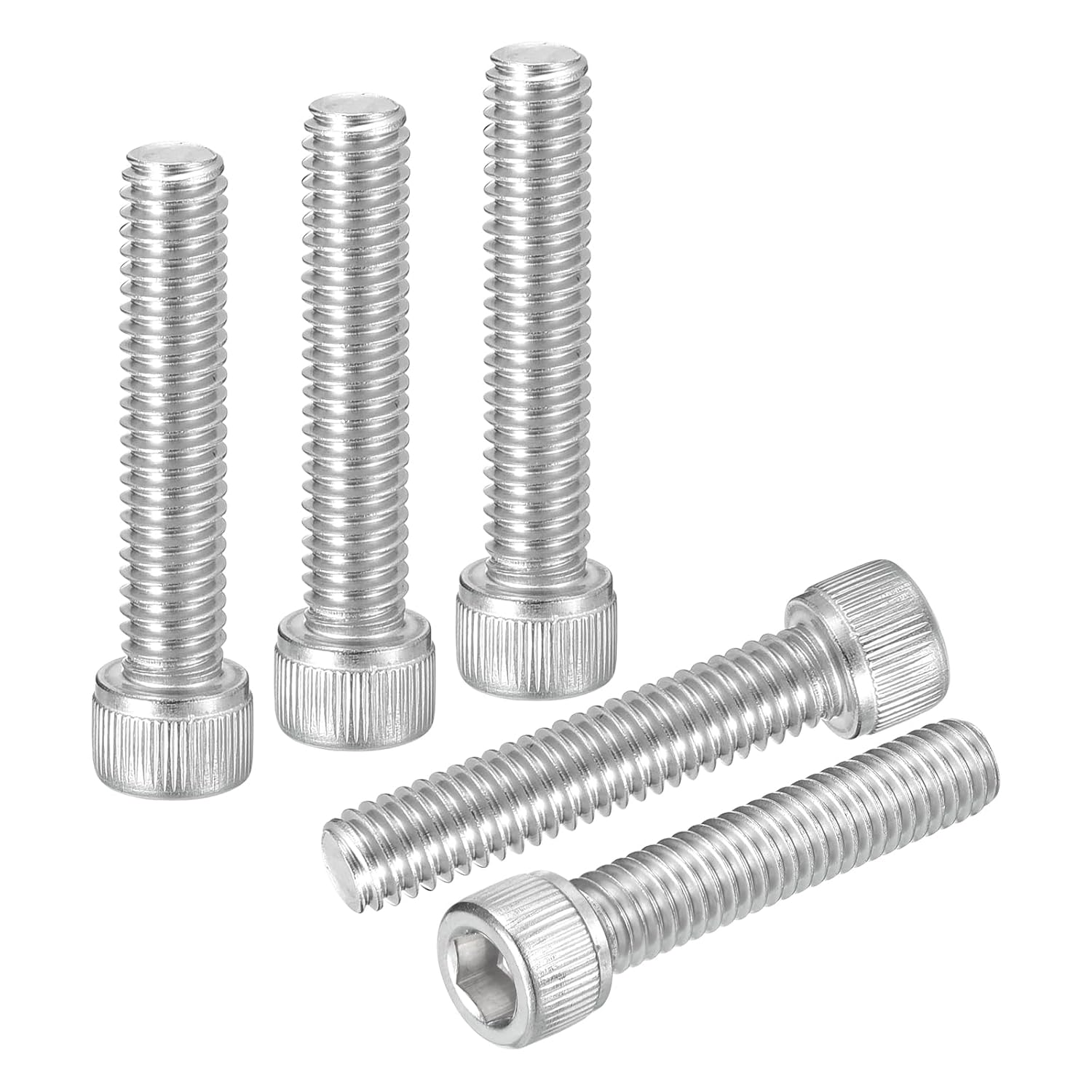 DTGN 3/8"-16x1-1/4 Socket Head Cap Screws Bolts - 25Pack - Good for Road Bicycle, Mountain Bike, Auto, Motorcycle - 304 Stainless Steel Hex Head Metric Screws - Silver
