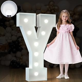 Marquee Letters 3 Feet Tall Large Light Up Letters Baby Shower Decorations Wedding Engagement Proposal White Party Decorations Marry Me Sign Big Cardboard Backdrop Y