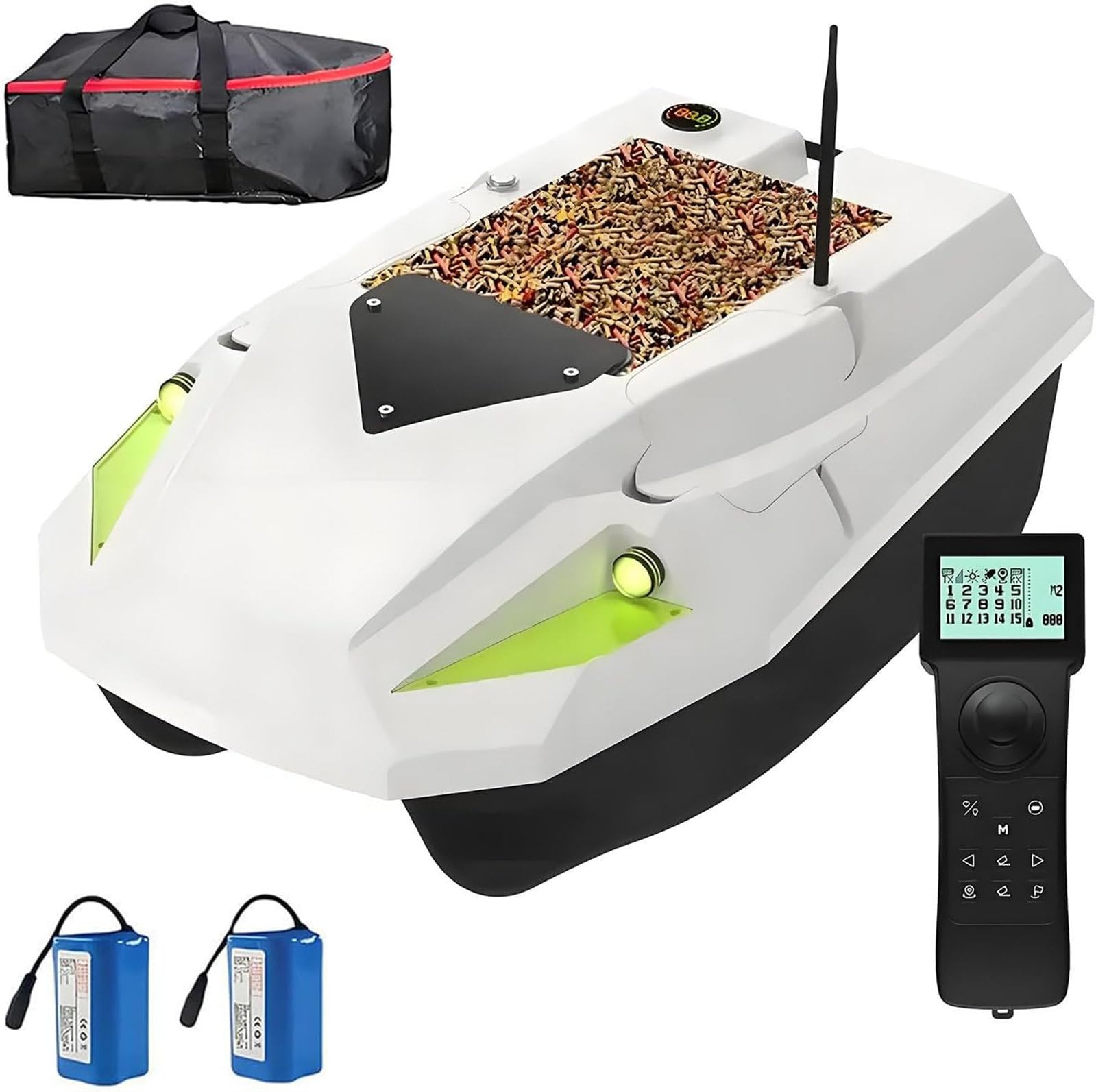 CYMYYDS Fishing Bait Boat GPS RC Bait Release Boat for Carp Fishing Feeding Large Bait Compartment with a Load Capacity of 2kg, 3-Speed Adjustable for Bait Delivery and Trolling