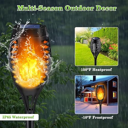 Miniatura 4 de Luces solares para exterior, paquete de 12 luces solares con llama parpadeante, luces de jardín impermeables para decoración de Halloween, antorchas