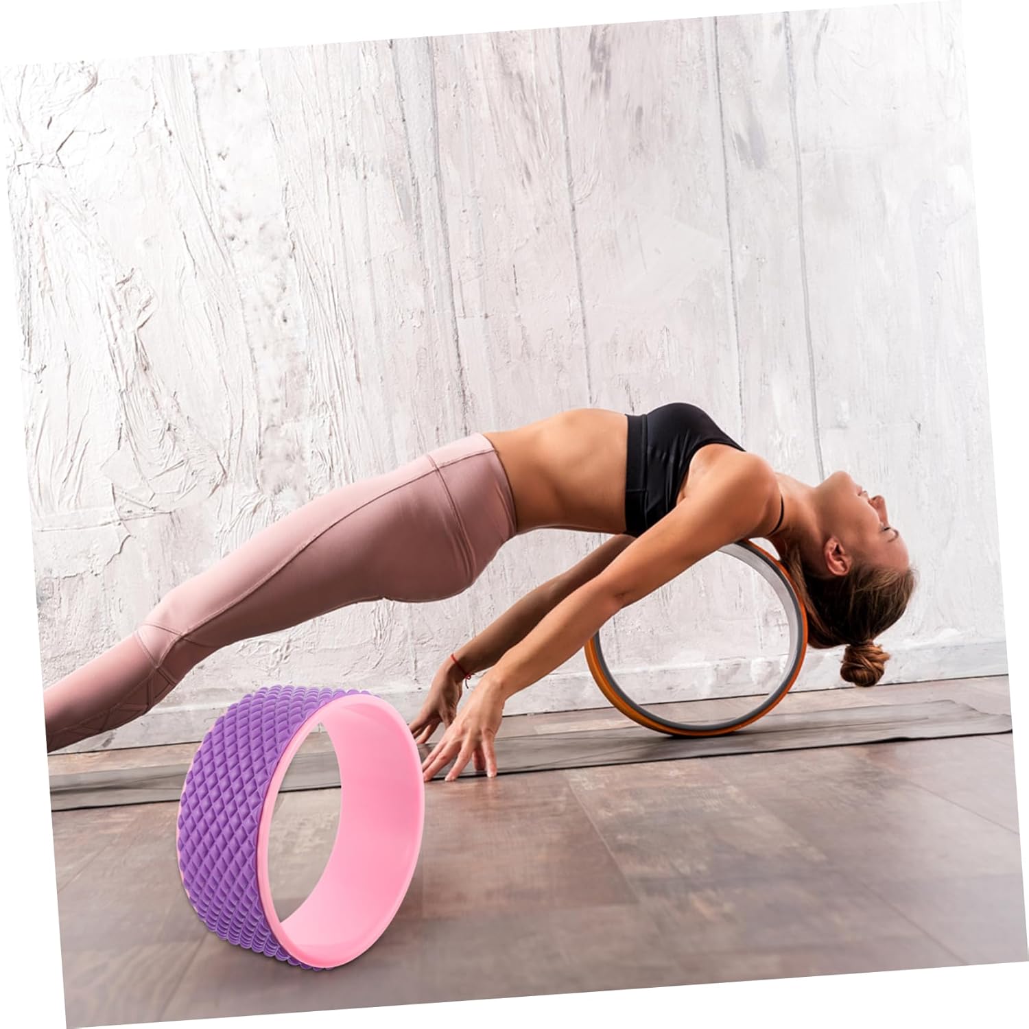 1pc Yoga Wheel for Sports Massage Massage Roller for Back Bending and Flexibility for Beginners Yoga and Pink Purple