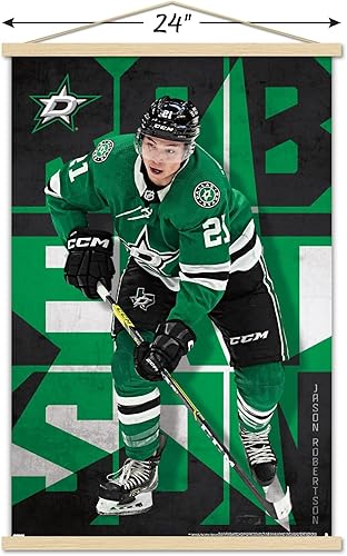 Miniatura 3 de Trends International NHL Dallas Stars - Póster de pared de Jason Robertson 23, 22.37 x 34.00 pulgadas, paquete de impresión y colgador de madera de