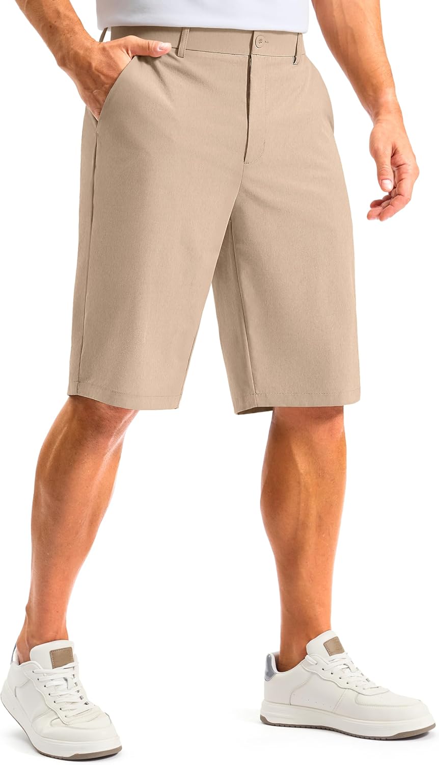 G Gradual Men's Golf Shorts 12" Long with 4 Pockets Lightweight Casual Knee Length Short Quick Dry Hiking Work Travel Shorts