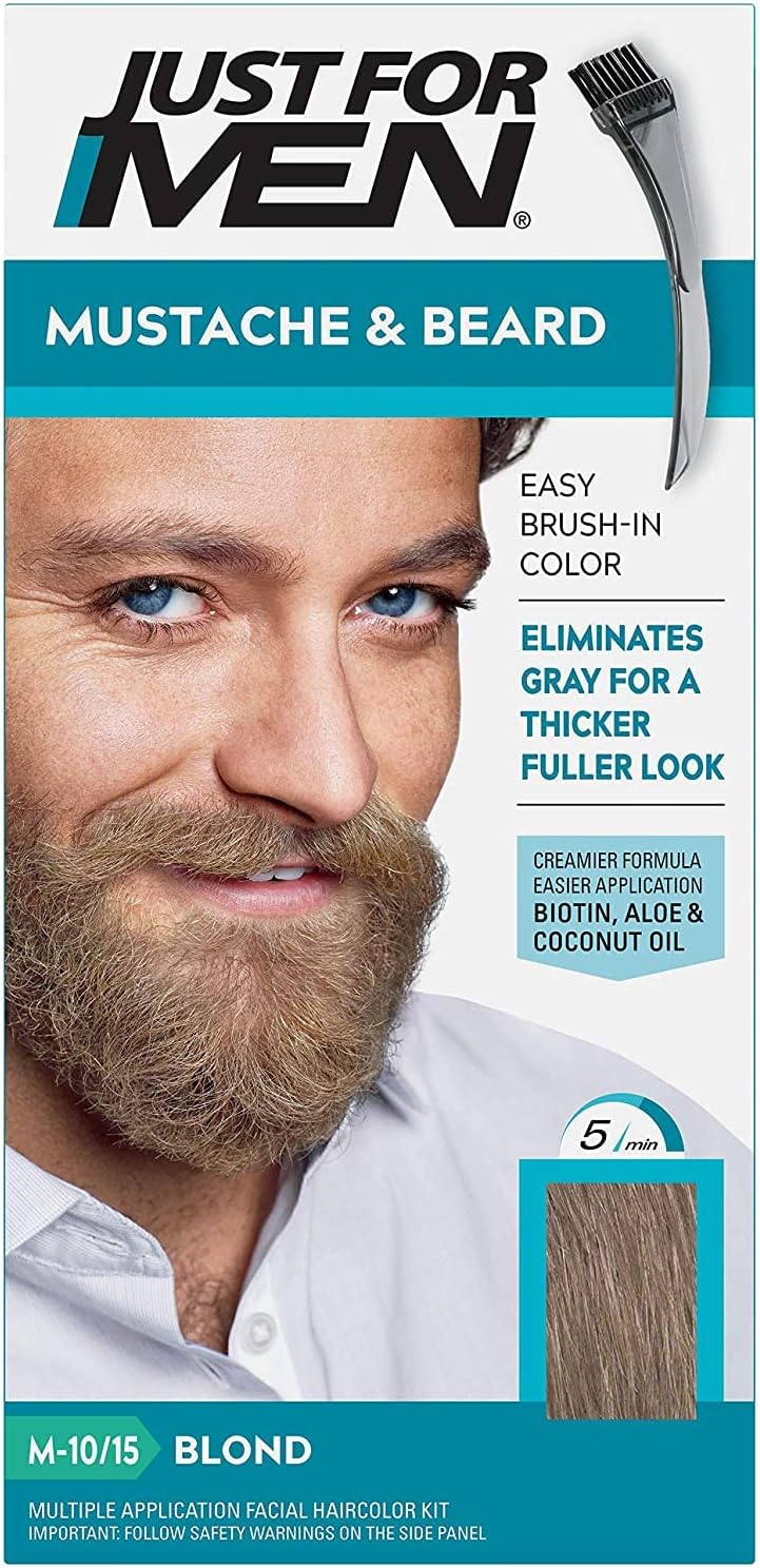 Just for Men Mustache Beard Brush In Color Gel Blond M Each Pack of 2 Multi