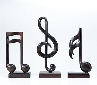 Handicraftviet Wooden Music Note Sculpture and Music Lovers, Handmade Music Symbols Gifts for Office Bookshelf Room Decor, Music Teacher Gifts, Music Graduation Gifts (Music Note Set 3, Black)