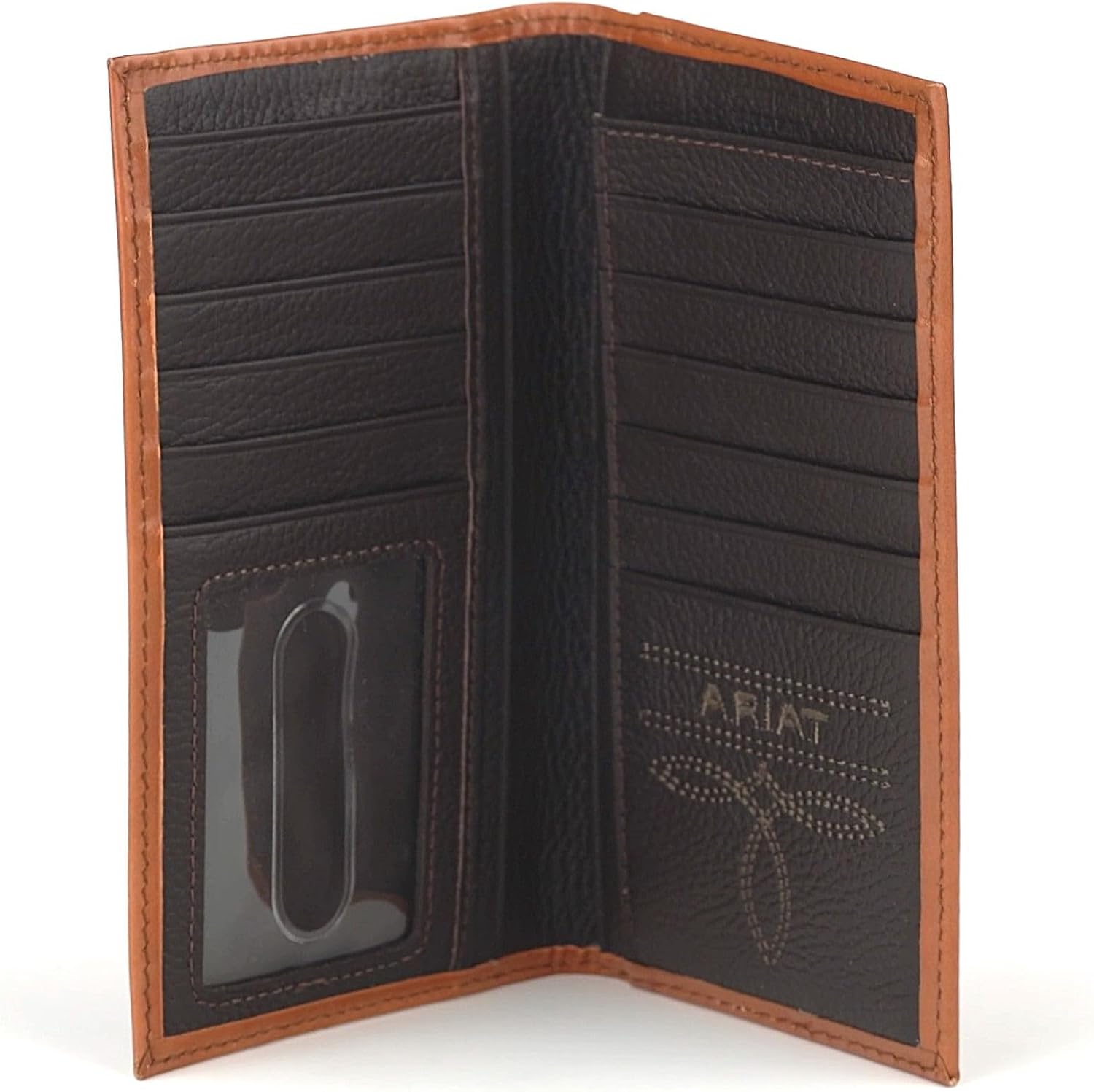 ARIAT Men's Embossed Banner Rodeo Wallet, Floral Embossed Leather, Tan image 5