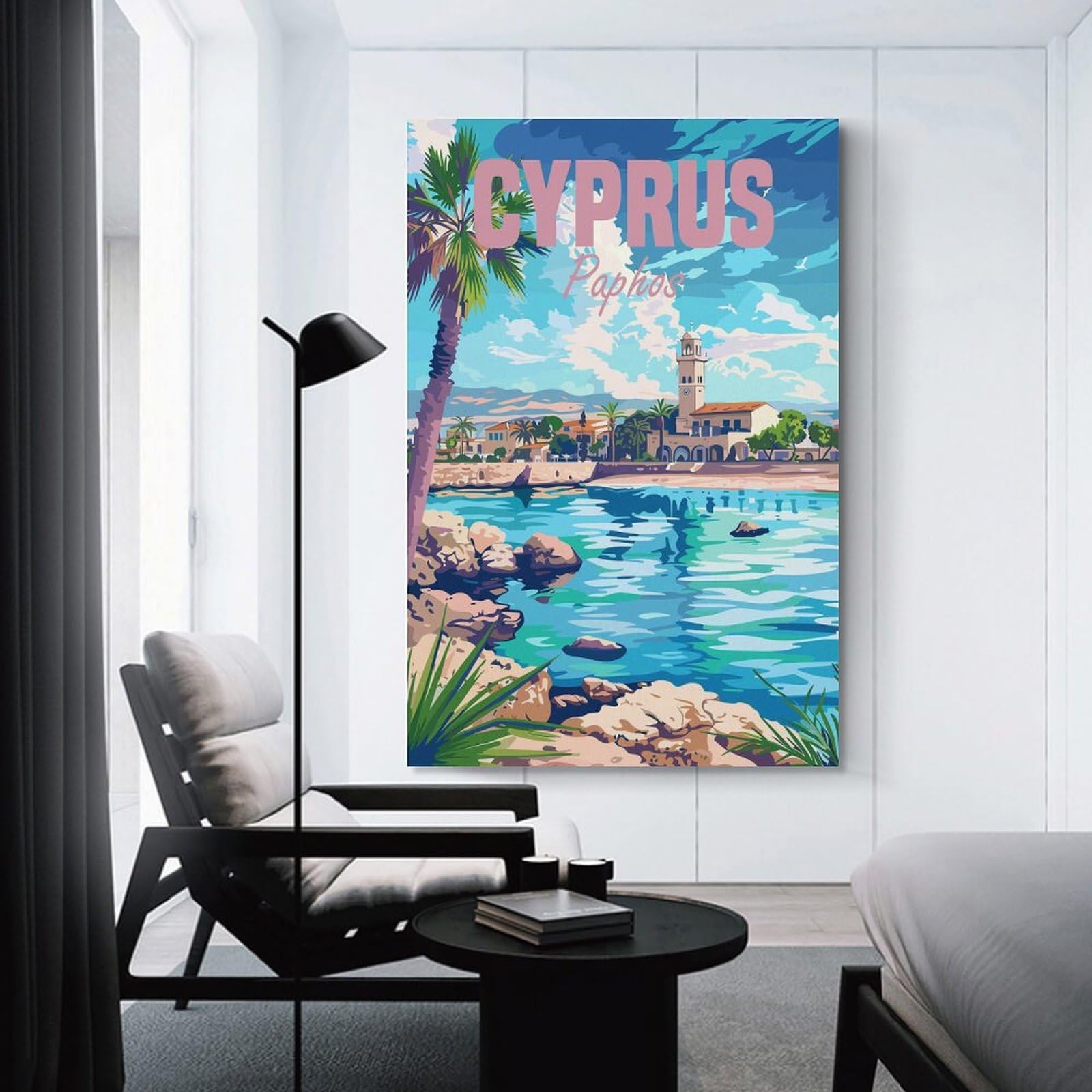 Junmoney Canvas Art Print Cyprus Paphos, 20x30inch(50x75cm), for Gallery Wall Layouts in Home Or Office, A Versatile Canvas Print for Layering