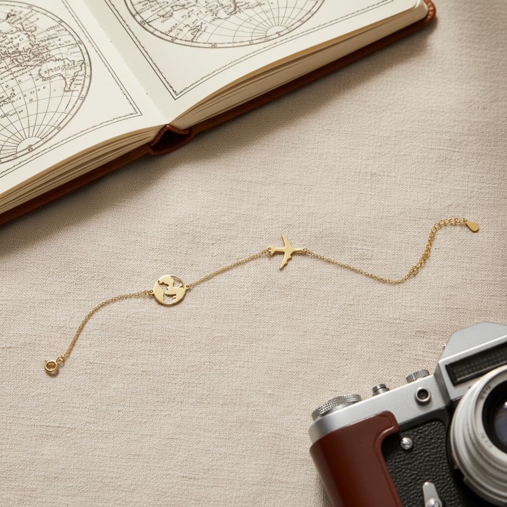 Sofia Milani - Pulsera para Mujeres en Plata de Ley 925 - Colgante de Mapa del Mundo y Avión