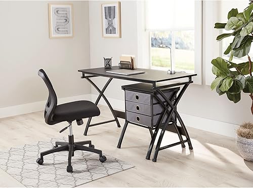 Miniatura 6 de Realspace X-Cross - Escritorio para computadora de 48 pulgadas de ancho con archivador color negro