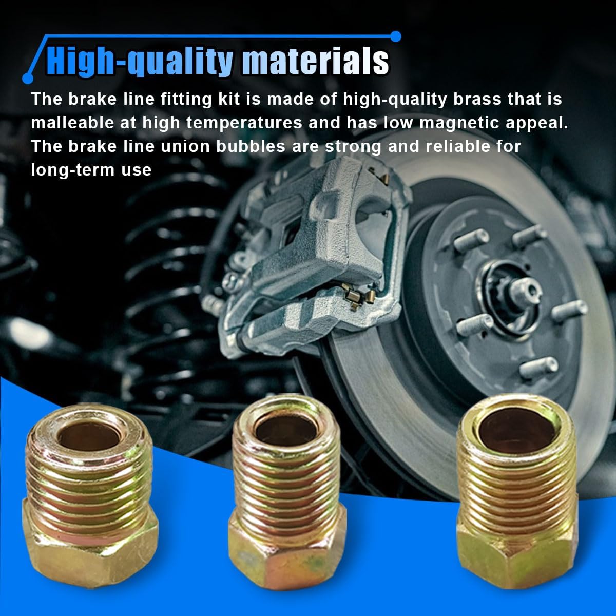 35PCS Threads Brake Line Fitting Kit for 3/16" and 1/4" Inverted Flares, Brass Universal Brake Line Nuts Assortment with 19PCS 3/16" and 16PCS 1/4" Fittings - Rustproof Braking Line Tube Repair Set