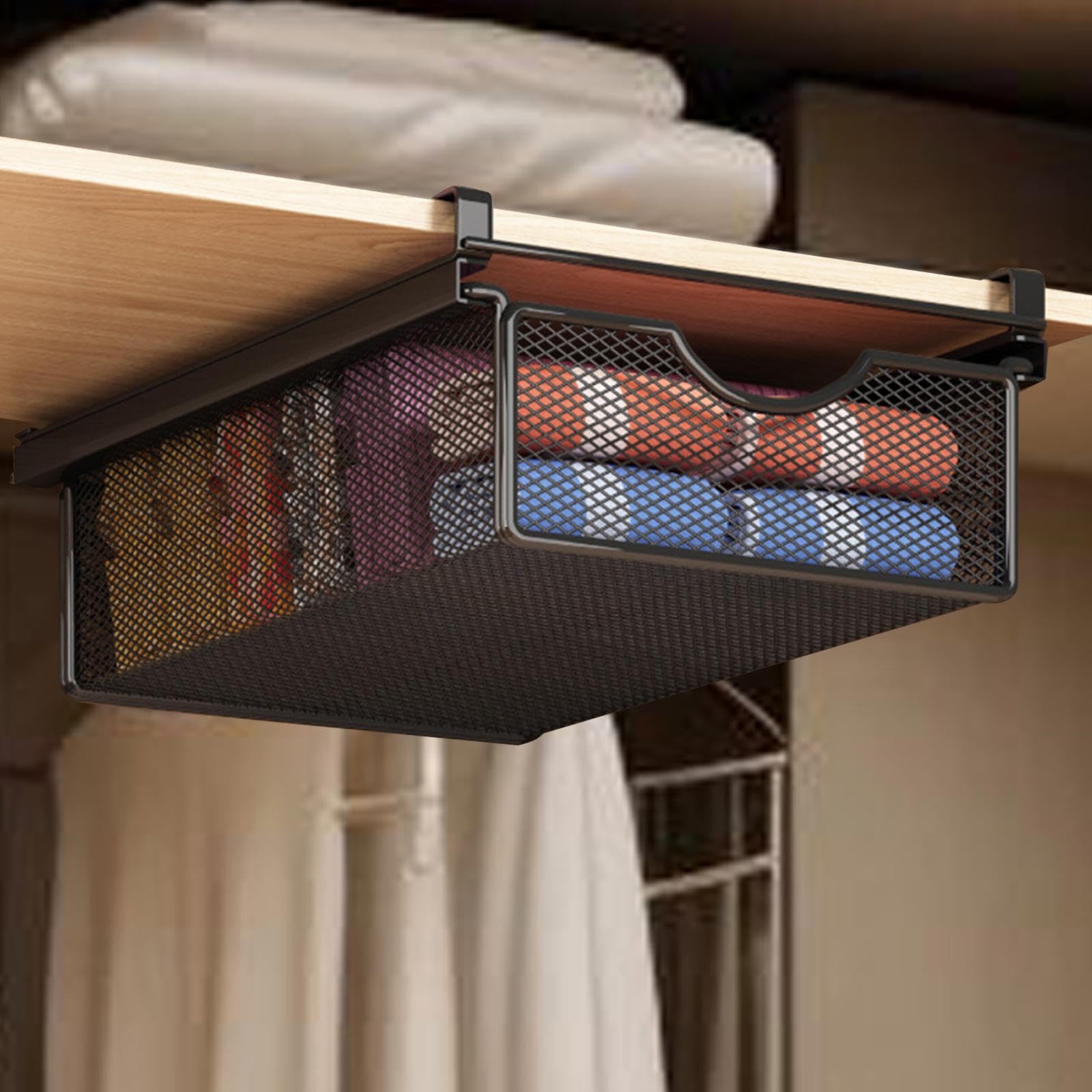 Cassetto Estraibile Sospeso, Cestino Portaoggetti Salvaspazio in Rete per Camera Da Letto, Xs