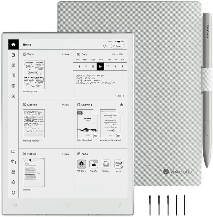 Upgraded Bundle with AiPaper Mini, 8.2’’ AI E Ink Tablet with Adjustable Light, 292PPI Electronic Notebook with Pen, Portable 230g, 128GB Storage Note Taking Device