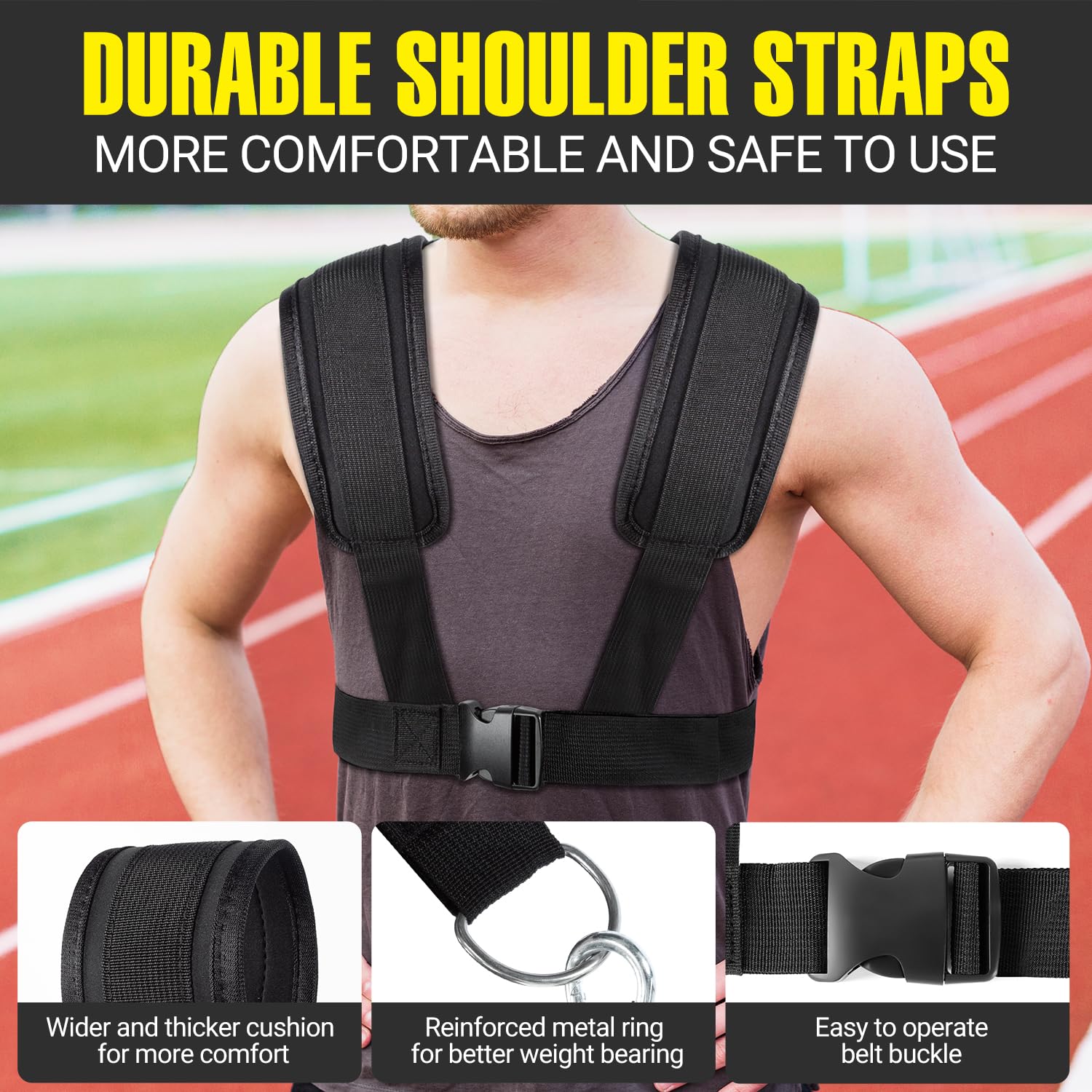 PLAYAPUT Trineo de peso, trineo de entrenamiento, correas de hombro ajustables, trineos de peso para entrenamiento, equipo de gimnasio de empuje para fuerza, potencia, entrenamiento de velocidad