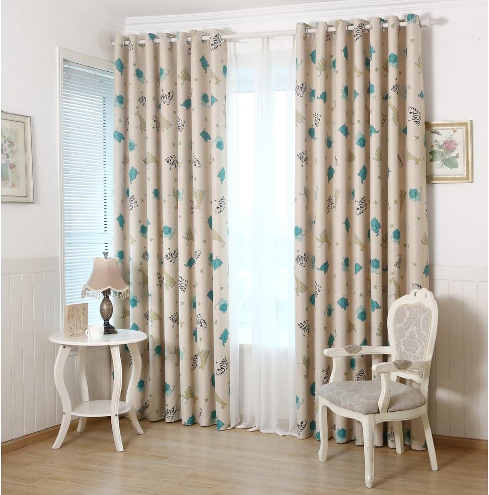 Cartoon Animal Window Curtains Kids Children Bedroom Blackout Top Eyelet Drapes 54"x84" 1 Panel